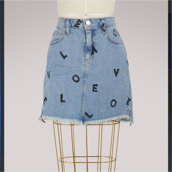 Current/elliott Highwaisted Printed denim skirt 24 - Picture 1 of 8